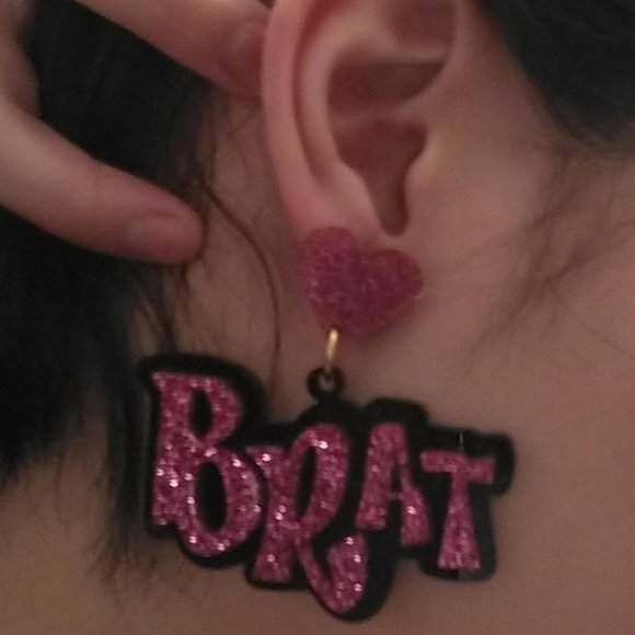 Glitter Acrylic Bratz Dangling Statement Earrings - Picture 3 of 5